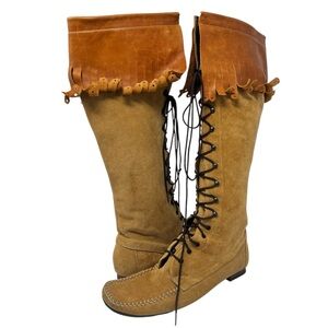Materia Prima Leather Fringe Lace-Up Boots